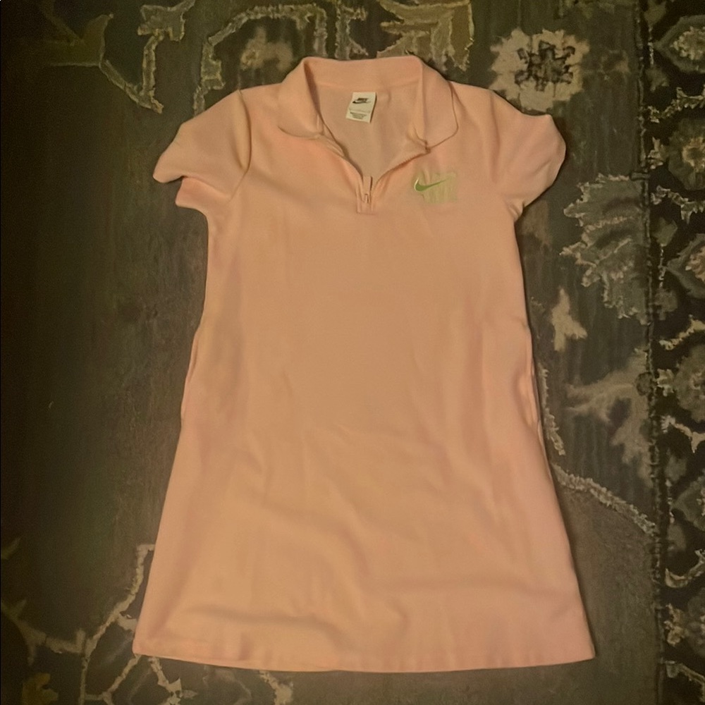 Nike Light Pink Polo Dress with Green Logo